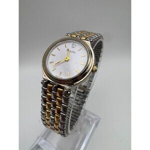 Vintage Bulova 98P04 Two-Tone Diamond Dial Ladies Watch - New Battery Fitted